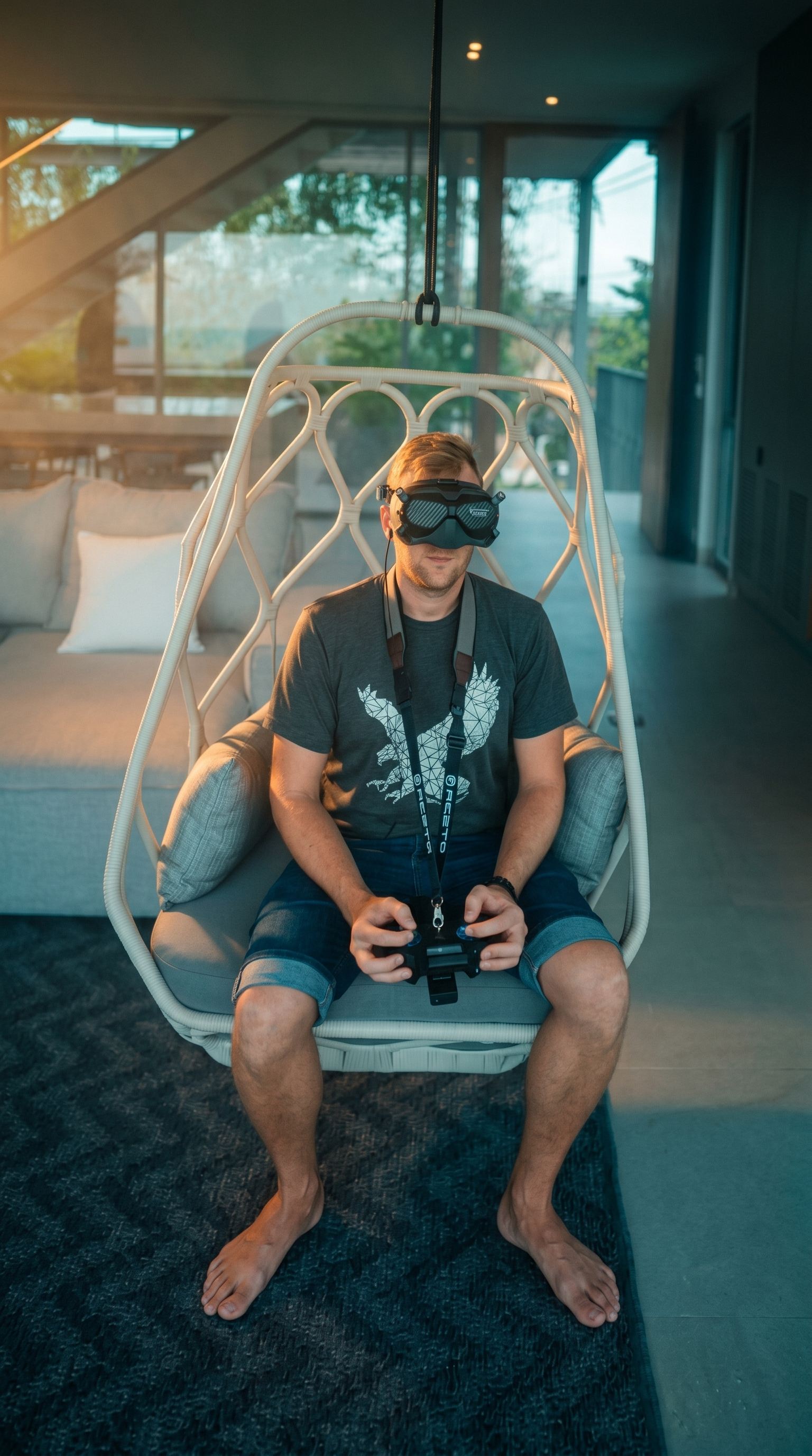 Dominik with VR goggles